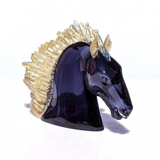 Murano dark blue glass horse sculpture