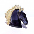 PEGASO scultura di testa di cavallo con criniera in cristallo e oro
