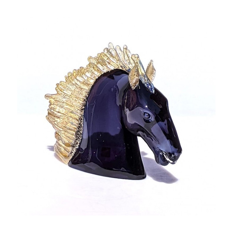 Murano dark blue glass horse sculpture