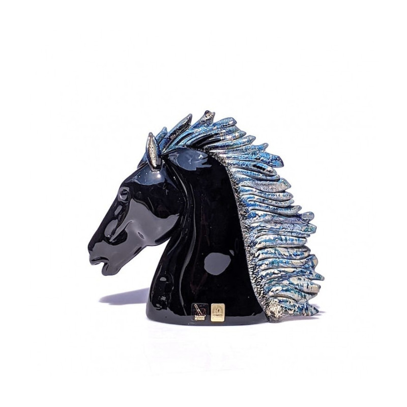 Murano black glass horse sculpture