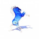 Murano blue glass horse sculpture with gold details