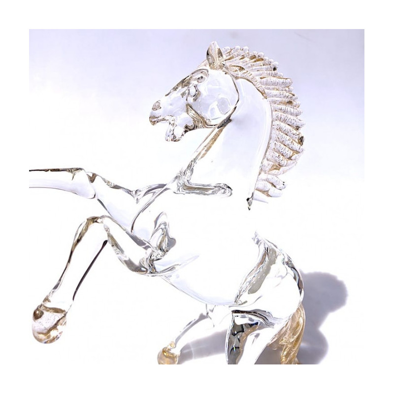 horse sculpture in  crystal glass with gold details