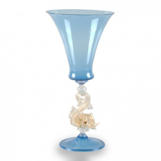Venice goblet in blue glass with gold decor