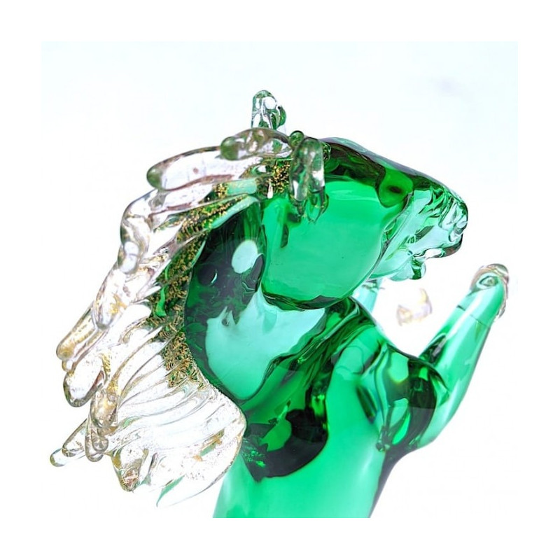 Blown-glass green animal sculpture