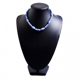 Perle in vetro azzurro e bianco