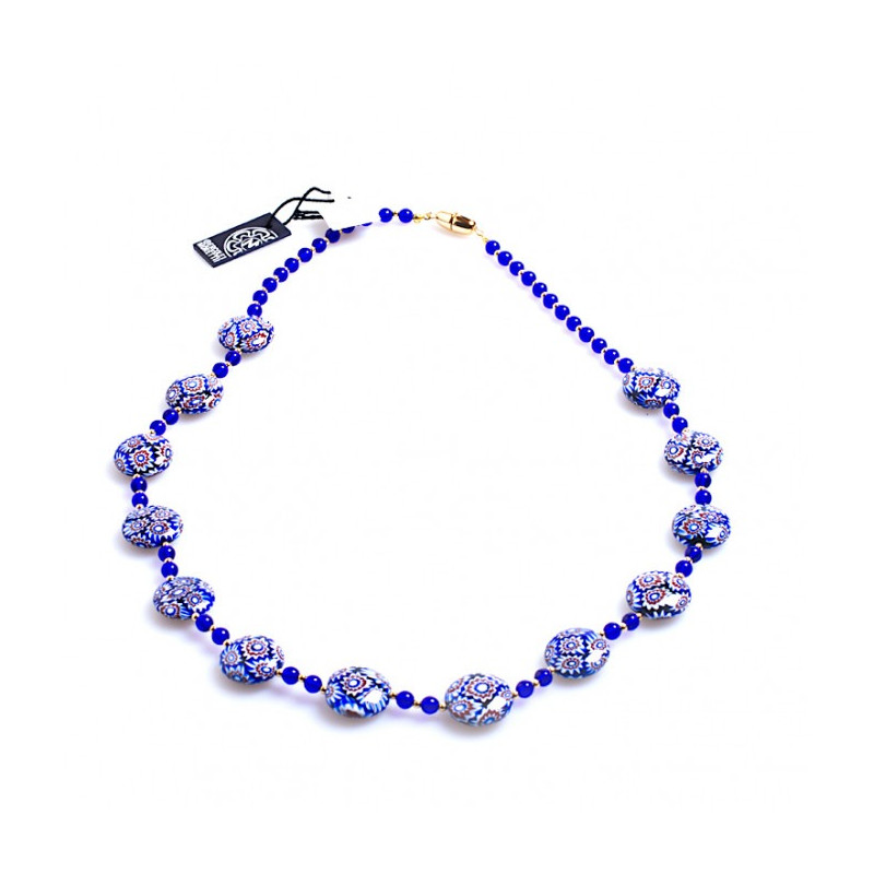 GEOJEW Blue necklace with crystal details