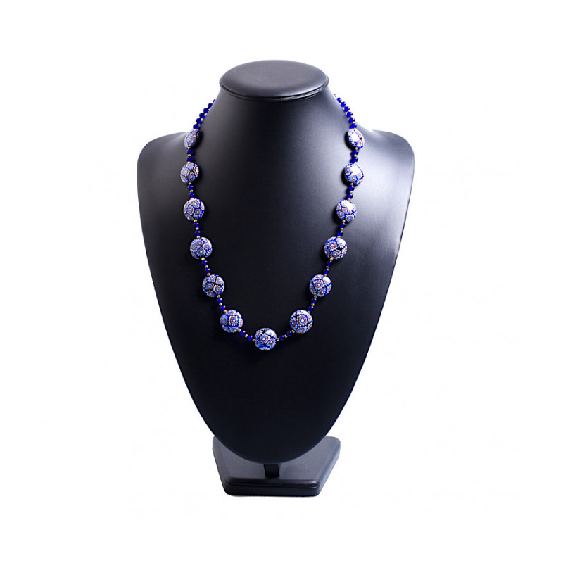 GEOJEW Blue necklace with crystal details