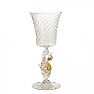Venezia goblet in transparent glass with gold details