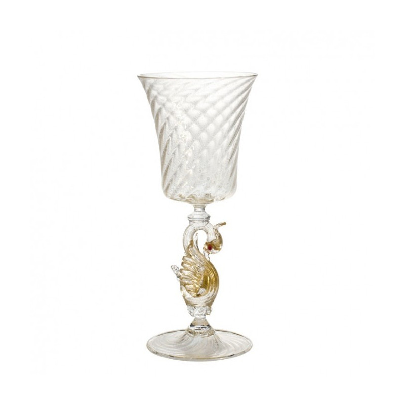 Venezia calice in vetro trasparente con dettagli oro