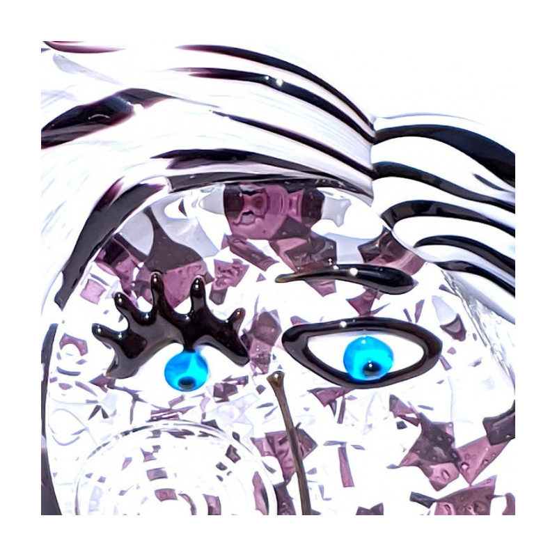 Scultura di testa di donna in vetro soffiato