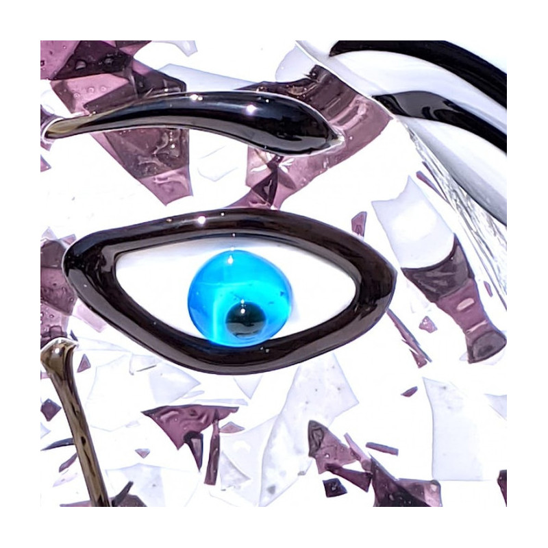 Scultura artigianale in vetro in stile cubista