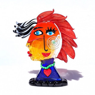 Murano glass head sculpture inspired by Picasso' style