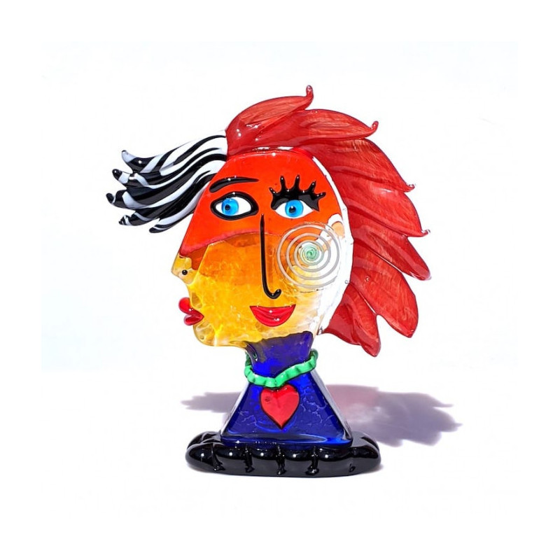 Murano glass head sculpture inspired by Picasso' style