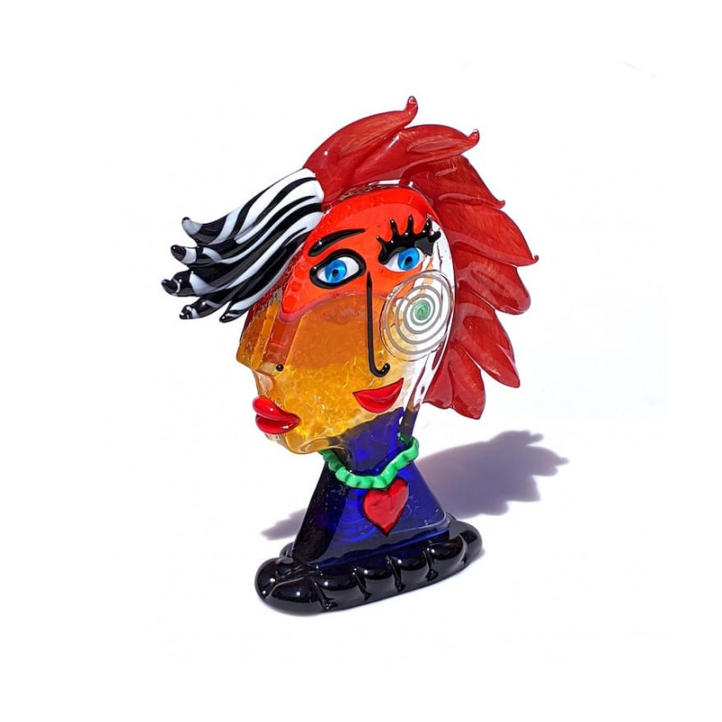 multicolored glass head sculpture Made in Italy