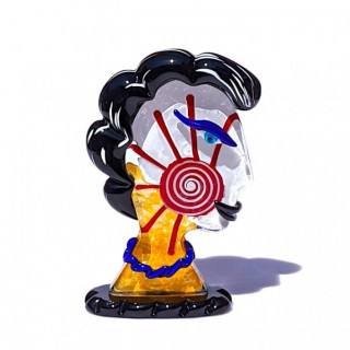 scultura di testa in vetro di Murano ispirata allo stile di Picasso