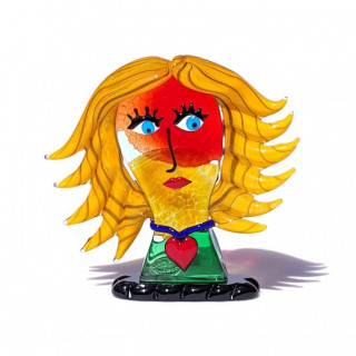 Murano glass female head sculpture in Picasso's style