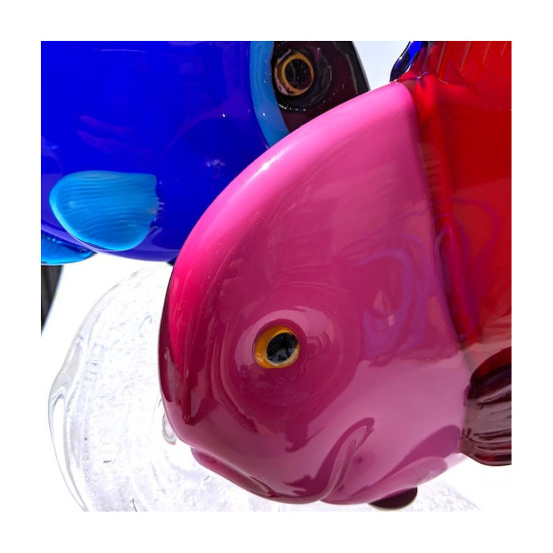 pair of blue and pink fish decorative object made in Italy