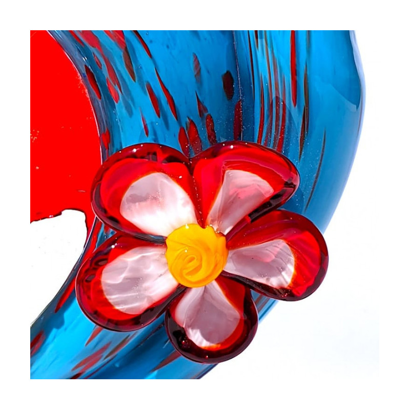 scultura di testa decorativa moderna multicolore con fiore