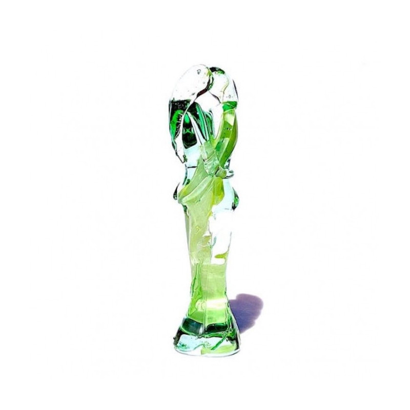 Murano sculpture couple of lovers in green glass