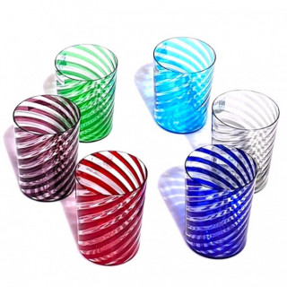Murano glass striped tumblers set