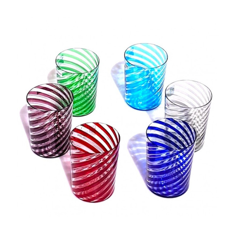 Murano glass striped tumblers set
