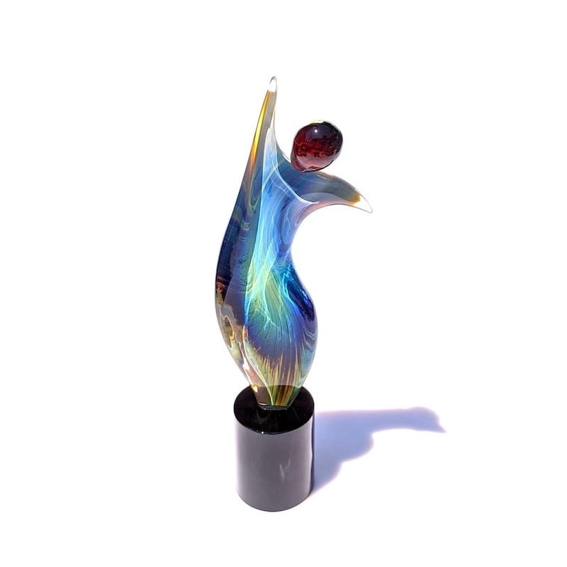 Murano abstract sculpture in chalcedony glass