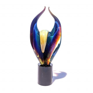 Murano tall sculpture in chalcedony glass