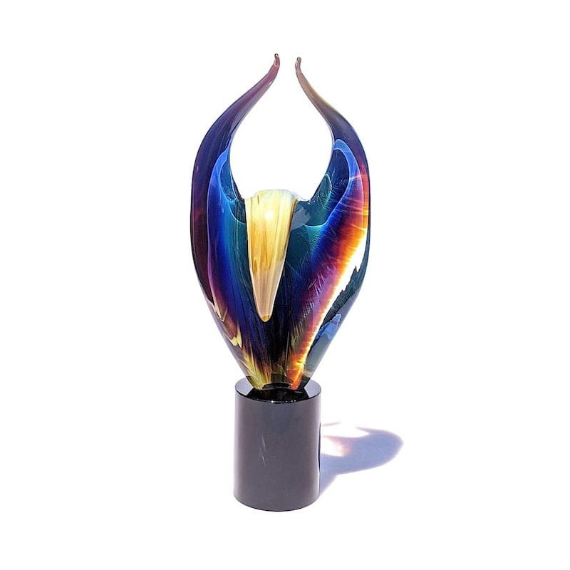 Murano tall sculpture in chalcedony glass
