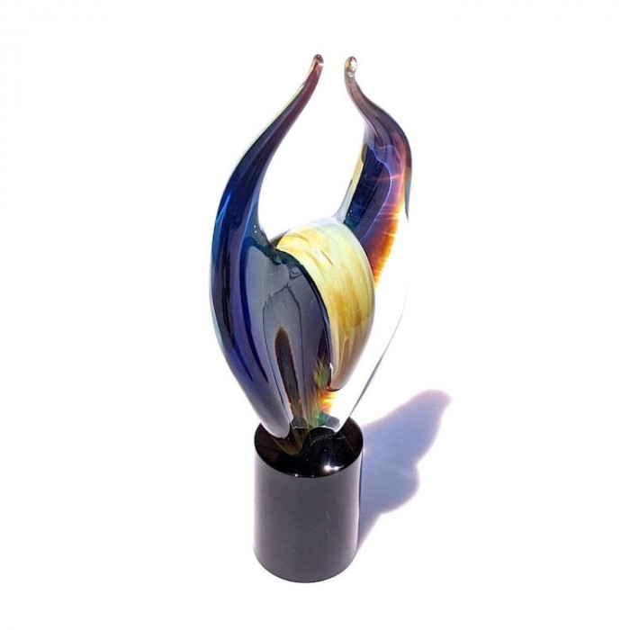 elegant multicolor sculpture with cylindrical base