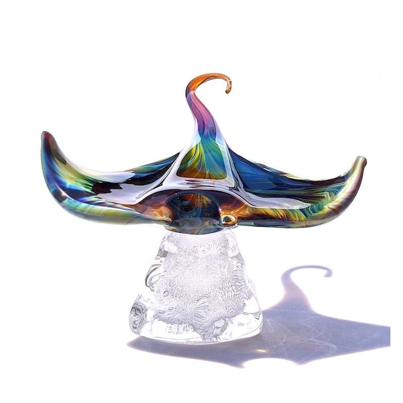 decorative marine sculpture in elegant chalcedony glass