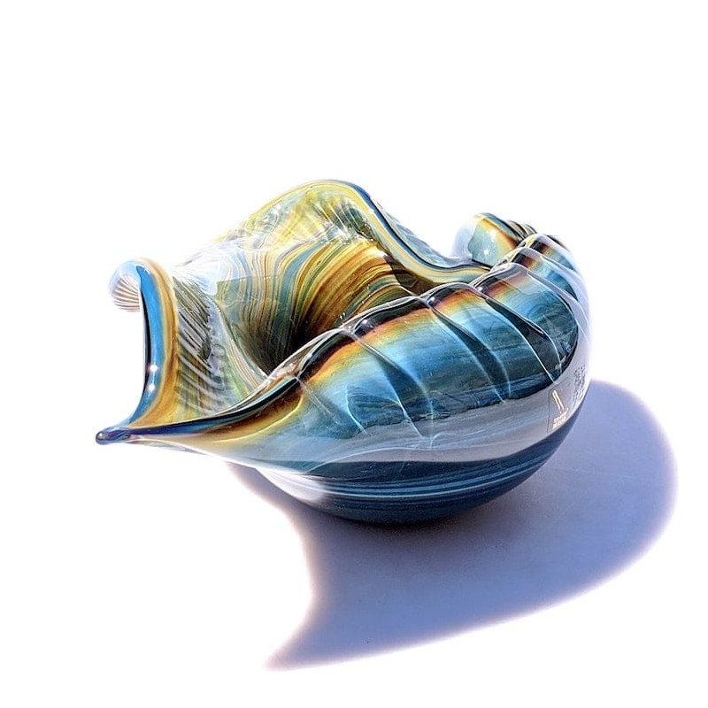 Murano shell sculpture blue chalcedony glass