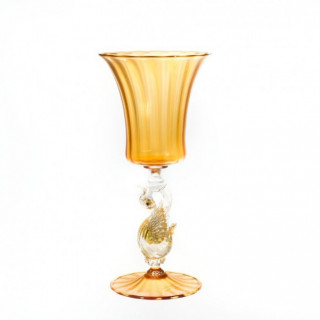 Venice goblet in amber glass with gold details
