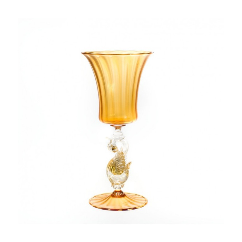 Venice goblet in amber glass with gold details