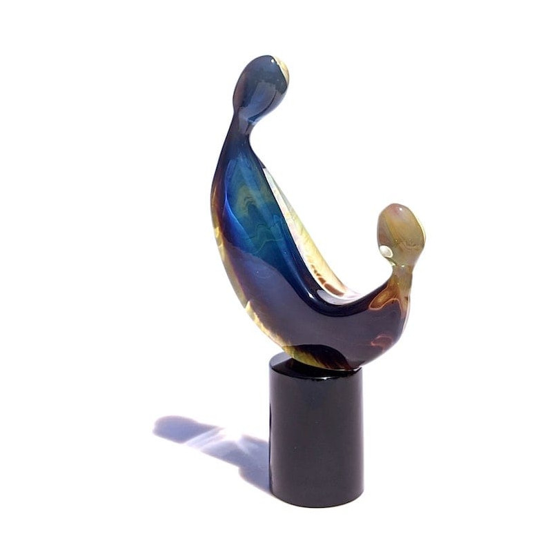 elegant home decoration sculpture with amber and blue shades