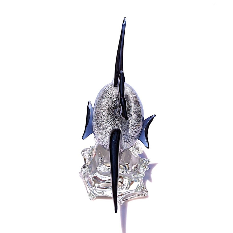 Blue and silver Murano glass sculpture