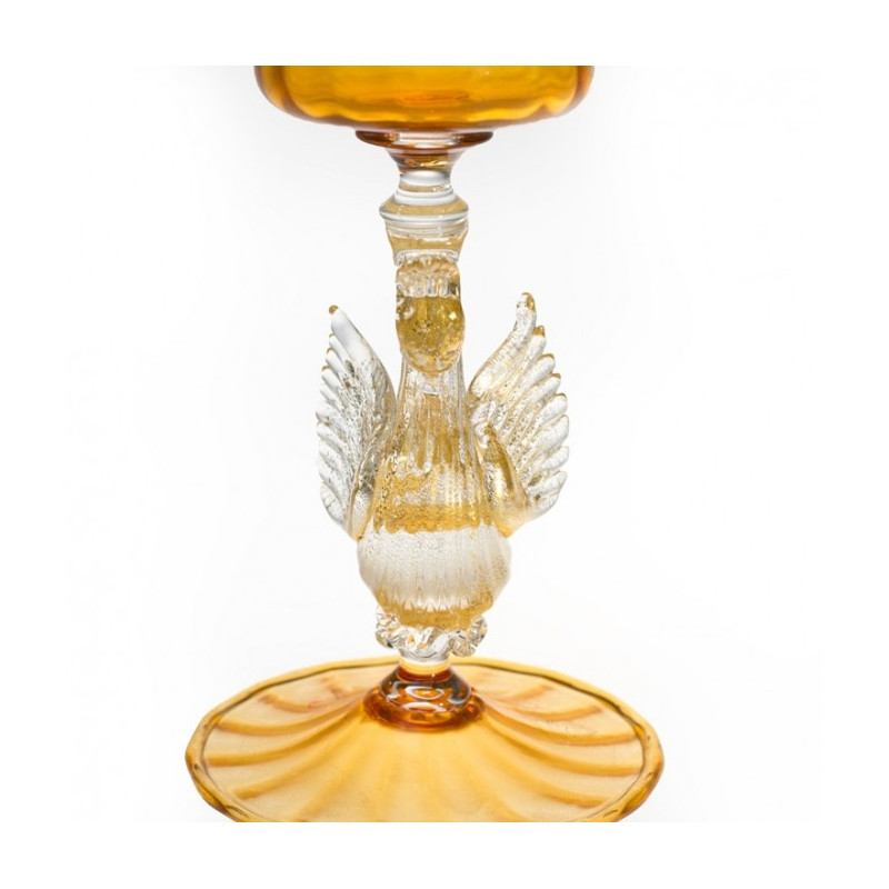 Venetian goblet in amber glass handmade