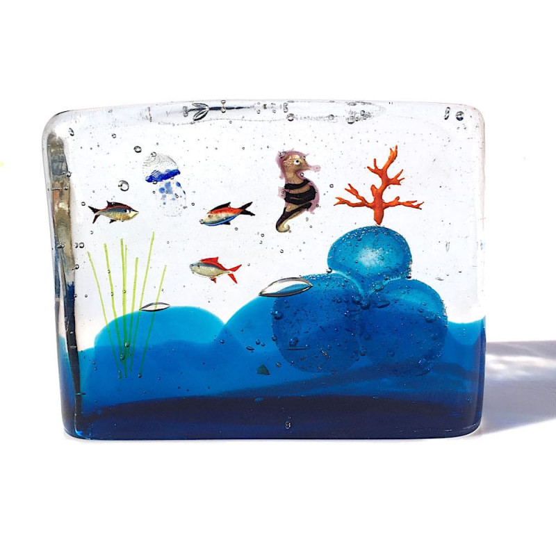 Acquario multicolore in vetro soffiato