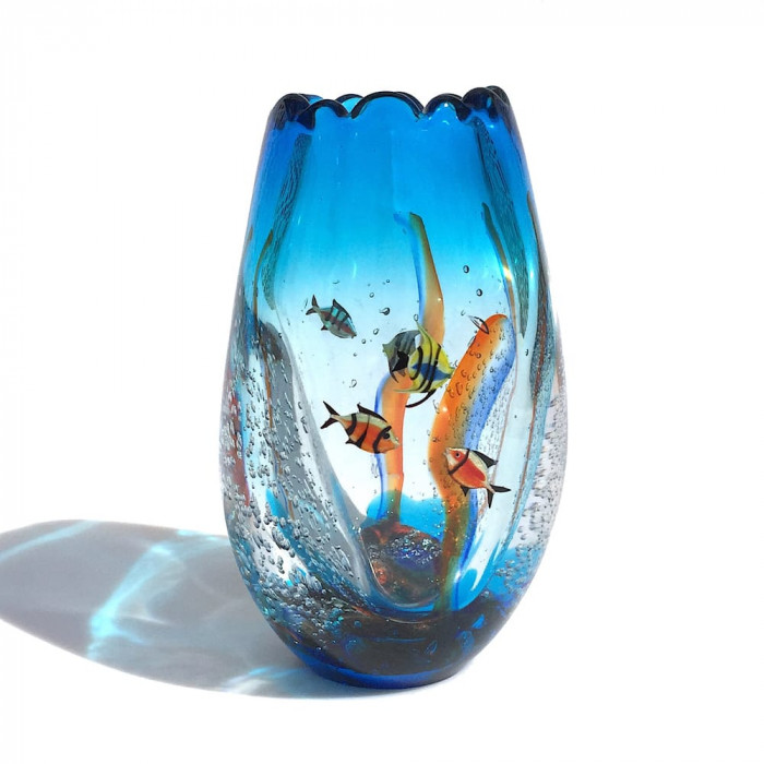 Murano Glass Vase With An Aquarium Shape Style Photo Inspiration