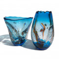 BLUE DEEP pair of artistic marine vases