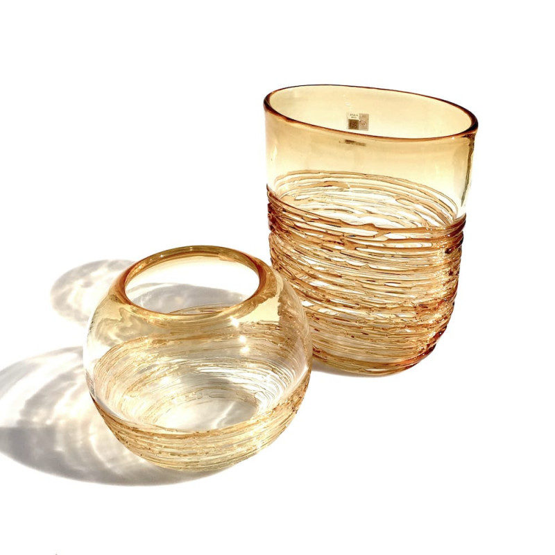 ERMES&ERA coppia di vasi ambra da collezione