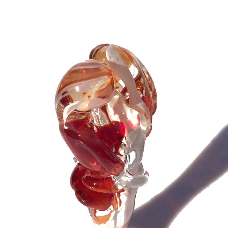 Amber and red sculpture