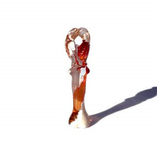 Scultura amanti in vetro di Murano rosso e ambra