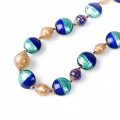 BALBI Collana di perle in vetro soffiato blu di Murano
