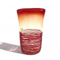 FIRESTORM modern red vase with embossed filaments