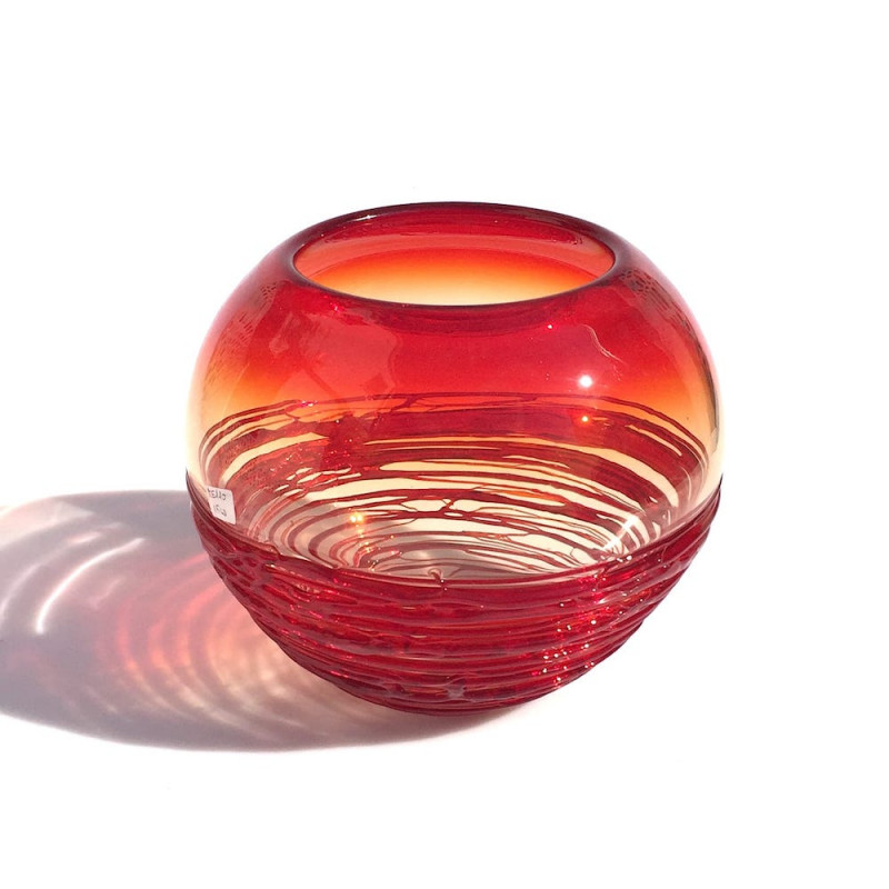 Red decorative glass vase