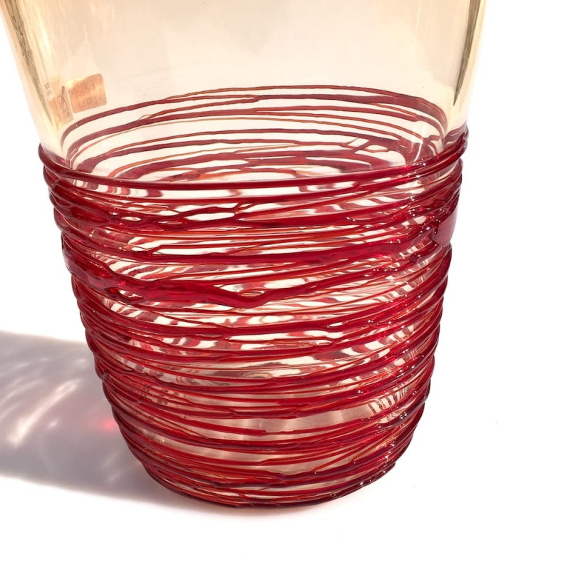 glass vase embossed red details