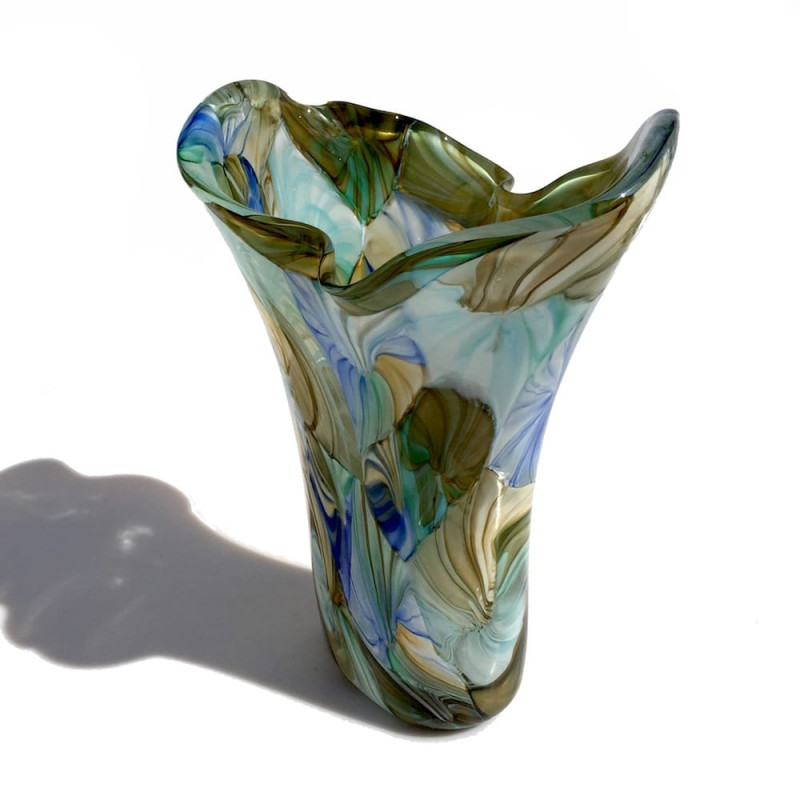 multicolored glass vase