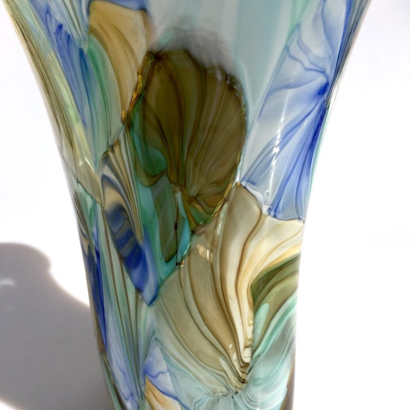 glass vase with colored pattern