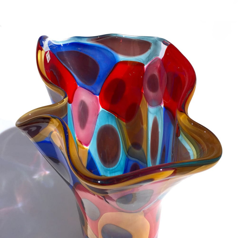 multicolored spotted glass vase