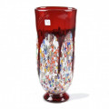 PIOVA Classic red Murano glass vase tall shape